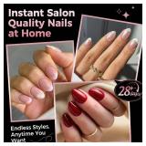 Luckyfairy Extra Short Almond Nail Tips, 240pcs Soft Gel Pre-Shaped Acrylic Fake Nails, Half Matte Full Cover Clear Gelly Press on Flase Nail Tips for Extension Nail Manicure Home DIY 12 Sizes - Retai