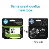 HP 67XL Black High-Yield Ink Cartridge | Works with DeskJet 1255, 2700, 4100, Envy 6000, 6400 Series | Eligible for Instant Ink | 3YM57AN | Packaging May Vary - Retail: $36