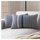 Cethom Boho Throw Pillow Covers 12x20 Inch Set of 2, Farmhouse Decorative Couch Pillow Cases, Navy Blue Accent Pillows of Bed, Sofa Bedroom Living Room Home Decor Cushion Cover - Retail: $23