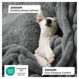 Bedsure ComfyFleece Waterproof Dog Blankets for Small Dogs - Soft Puppy Cat Blanket Corduroy Fleece Washable, Cozy Calming Reversible Furniture Protection for Pet Kitten Doggy,25\"x35\", Warm Grey - R