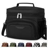 Vankor Lunch Box for Men Women, Insulated Lunch Bag Reusable Leakproof Cooler Lunch Tote Bag with Adjustable Shoulder Strap for Work Office Picnic Beach Travel, Black - Retail: $10