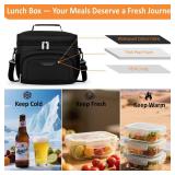 Vankor Lunch Box for Men Women, Insulated Lunch Bag Reusable Leakproof Cooler Lunch Tote Bag with Adjustable Shoulder Strap for Work Office Picnic Beach Travel, Black - Retail: $10