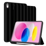 TopPerfekt Case for iPad 11th (A16) 11-inch 2025/10th Generation 10.9-inch 2022, Stripes [Auto Wake/Sleep] with Pencil HolderTrifold Stand Smart Cover with Soft TPU Back, Supports Touch ID - Black - R