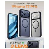 TOCOL for iPhone 17 Pro Case, Compatible with Magsafe, Full Camera Protection, Built-in Magnetic Ring, Drop Protection, Translucent Matte Phone Case for iPhone 17 Pro 6.3 inch (Black) - Retail: $10