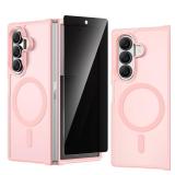 VEGO for Galaxy-Z-Fold-7-Case: Samsung Z Fold 7 Case with Privacy Screen Protector [Compatible with MagSafe] Full-Body Drop Protection Translucent Matte Rugged Case for Samsung Galaxy Fold 7 -Pink - R