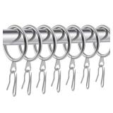 Hotop 30 Pcs Metal Drapery Curtain Rings 0.98/1.26/1.65 inch Interior Diameter and 30 Pcs Hanging Curtain Drapery Pin Hooks for Window Door Shower(Matte Silver,32 mm) - Retail: $15