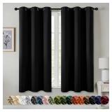 MIULEE Black Blackout Curtains for Bedroom Living Room 63 Inches Long 2 Panels, Thermal Insulated Room Darkening Drapes Solid Grommet Top Noise Reduction Light Blocking Halloween Window Treatments - R