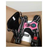 PHOEPET No Pull Dog Harness Medium Reflective Front Clip Vest with Handle,Adjustable 2 Metal Rings 3 Buckles,[Easy to Put on & Take Off](M, Pink) - Retail: $22