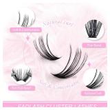 FADLASH DIY Lash Clusters Individual Eyeslash Extensions 40D Volume Eyelash Clusters Soft Band Wispy Natural Eyelash Extension Large Tray (40D-0.07-D, 8-16mm) - Retail: $8