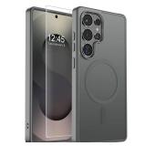 SUPFINE Magnetic for Samsung Galaxy S25 Ultra Case with Screen Protector, (Compatible with MagSafe) (Military Grade Drop Protection) Slim Translucent Shockproof Phone Case,Titanium Gray - Retail: $11