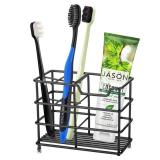 Urbanstrive 304 Stainless Steel Bathroom Toothbrush Holder Toothpaste Holder Stand Bathroom Accessories Organizer (Black, Small) - Retail: $8