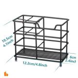 Urbanstrive 304 Stainless Steel Bathroom Toothbrush Holder Toothpaste Holder Stand Bathroom Accessories Organizer (Black, Small) - Retail: $8