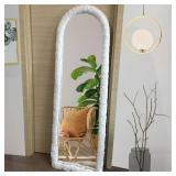 UYRIE Fluffy Mirror Cover - 59\"x16\" Full Length Ultra Soft Non-Slip Cover Universal Stretch Cover Warm Home Decor for Bedroom Cloakroom (White-Without Mirror) - Retail: $19