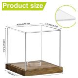 SMALL CRACK SEE PHOTOS Clear Acrylic Softball Display Case with Wood Base, Memorabilia Stand Cube Holder, Dust Protection Transparent Storage Box for Single Ball Souvenir Softball Collections - Retail