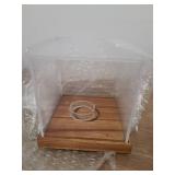 SMALL CRACK SEE PHOTOS Clear Acrylic Softball Display Case with Wood Base, Memorabilia Stand Cube Holder, Dust Protection Transparent Storage Box for Single Ball Souvenir Softball Collections - Retail