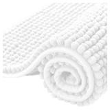 SUBRTEX Bathroom Rugs Chenille Bath Rug Soft Short Plush Bath Mat Soft Shower Mat Water Absorbent Shower Mat Quick Dry Machine Washable (White, 20\" x 32\") - Retail: $17