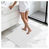 SUBRTEX Bathroom Rugs Chenille Bath Rug Soft Short Plush Bath Mat Soft Shower Mat Water Absorbent Shower Mat Quick Dry Machine Washable (White, 20\" x 32\") - Retail: $17