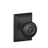 Schlage F40 GEO 622 ADD Georgian Door Knob with Addison Trim, Bed & Bath Privacy Lock, Matte Black - Retail: $28