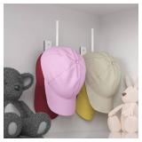 Durmmur 2 Pack Hat Racks for Baseball Caps, Stainless Steel Hat Organizer for Baseball Cap, Hat Holder Storage Organizer, Hat Hanger Strong Adhesive/Wall Drilled for Door, Bedroom, Closet(White 6 in) 