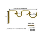 Double Curtain Rod Bracket - 3pack Gold Adjustable Double Hanging Brackets for Window & Wall, Curtain Rod Hooks Compatible with 1 Inch & 5/8 Inch Rods, Iron Gold Finish - Retail: $10
