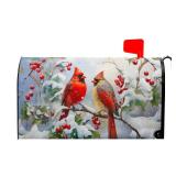 Winter Cardinal Red Birds Magnetic Mailbox Cover Standard Size 18\"x21\" Winter Snow Birds Mailbox Covers Winter Christmas Mailbox Wraps Post Letter Box Cover Maibox Wrap Outdoor Decoration for Home -