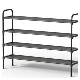 Small Rip on Cloth Kitsure Extra-Long Shoe Rack for Closet, Shoe Organizer for Front Door Entrance, Stackable Shoe Shelf, Detachable Closet Organizers and Storage, 39.0\" Wide - 4 Tier, Black - Retail