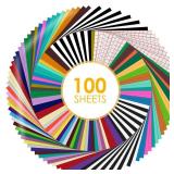HTVRONT Permanent Vinyl for Cutting Machine-100 Pack 12 \"x12 Adhesive Vinyl Sheets Set, 90 Sheets Permanent Bundle & 10 Transfer Tape for Projects and Crafting - Retail: $32