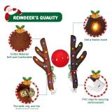 ovsor 2 Sets Christmas Reindeer Car Kit - Antlers & Nose for Car Decorations, Sturdy Rudolph Reindeer with LED, Jingle Bells, Christmas Reindeer Kits for Any Vehicle Decorations (Brown, Black-Brown) -