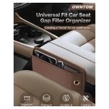 Owntow Universal Fit Car Seat Gap Filler Organizer, Premium Leather Car Organizers and Storage Car Accessories for Women/Men, Adjustable Gap Filler for Car SUV Truck (Brown, 1 Pack) - Retail: $27