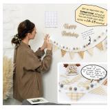 Happy 6 Months Banner Pre-Strung Pennant Felt Fabric Banner Flags and Pom Pom Garland, Party Hat for Half Birthday Decorations, Reusable Half Way to One Bunting Sign for Girl Boy 6 Months Party - Reta