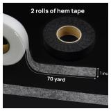 Catephe 140 Yards Stitch Witchery Hemming Tape, 1 inch Iron Hemming Tape, 2 Rolls Iron on Tape for Hemming,Hem Tape No Sewing, Fusible Tape Adhesive Wonder Web for Curtain, Pants, Clothes - Retail: $1
