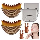 Lymphatic Contour Face Brush,Lymphatic Drainage Brush, Dry Brushing Face Brush with Wooden Facial Massage Tool,Lymphatic Drainage Massager for Face,Designed to Fit The Skin Precisely (2+2Pcs) - Retail