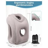 Maliton Inflatable Travel Pillow for Airplane Comfortable Sleeping to Relieve Neck and Shoulder Pain, Support Head Inflatable Pillow for Long Flights, Used for Airplanes, Cars, Trains, Office(Grey) - 