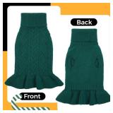 Lelepet Dog Sweater Christmas Turtleneck Knitwear Sweatshirt Cable Knit Warm Dress for Small Medium Large Dogs Puppy Fall Sweater, Pug, Pomeranian, M, Green - Retail: $24