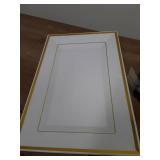 Mint Living - Elegant Plastic Serving Tray & Platter Set (6pk) - White & Gold Rim Disposable Serving Trays & Platters for Food - Weddings, Upscale Parties, Dessert Table, Cupcakes - 8 x 12.85 inches -