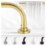 TANGWIN Gold Wrap Around Curtain Rods 28 to 60 Inch:Blackout Heavy duty Adjustable Window Curtain Rod for Bedroom,Industrial Darkening Curved French Metal Single Drapery Rods Easy Install,Brushed Gold