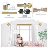 TANGWIN Gold Wrap Around Curtain Rods 28 to 60 Inch:Blackout Heavy duty Adjustable Window Curtain Rod for Bedroom,Industrial Darkening Curved French Metal Single Drapery Rods Easy Install,Brushed Gold