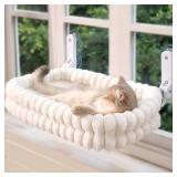 CHEERPALS Cat Window Perch for Indoor Cats Hammock for Window with Reversible Cushion, Foldable Cat Window Bed for Large Cats and Kittens(White,Medium) - Retail: $30