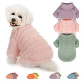 Dog Sweater, 3 Pack Sweaters for Small Dogs Girl, Dog Clothes for Medium Dogs Male or Boy, Ultra Soft and Warm Puppy Coat for Winter Christmas (Medium, Light Pink+Lake Green+Light Purple) - Retail: $1