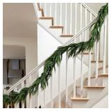 Jutom 1 PC 6 ft Christmas Cedar Garland - Real Touch Cedar Needles Decorations Artificial Faux Holiday Greenery Garland for Seasonal Table, Mantel & Stair Decor - Retail: $32