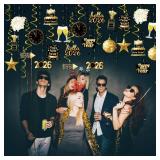 Tifeson 36 Pcs Happy New Year Decorations Hanging Swirls - Happy New Year Decorations 2026 - New Year