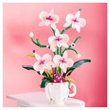 iixeal Pink Orchid Flower Building Set for Adults, Coffee Cup Orchid Botanical Collection Plant Building Kit, Home and Office Decor Gift for Christmas Day, Valentines, Birthday 567pcs - Retail: $30