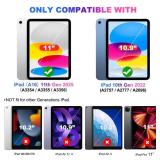 AGROMI Kids Case for iPad(A16) 11th Generation 11 Inch 2025/iPad 10th Generation 10.9 Inch 2022, with Anti-Slip Handle/Foldable Stand/Shoulder Strap, Shockproof Kids iPad 11th/10th Gen Case Navy Blue 