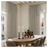Taupe 60 Inch Wide Curtains 96 Inches Long for Living Room Light Filtering Semi Sheer Modern Farmhouse Pleated Curtain with Hooks Rings for Patio Sliding Door Large Window Burlywood Birch 1 Panel - Re