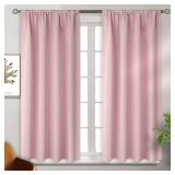 BGment Baby Pink Room Darkening Curtains for Short Window - Rod Pocket Thermal Insulated Blackout Curtains for Girl Bedroom, 42 x 45 Inch, 2 Panels - Retail: $25