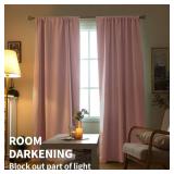 BGment Baby Pink Room Darkening Curtains for Short Window - Rod Pocket Thermal Insulated Blackout Curtains for Girl Bedroom, 42 x 45 Inch, 2 Panels - Retail: $25