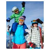 SATINIOR 2 Pairs Kids Waterproof Winter Snow Gloves Ski Gloves for Boy Girl Outdoor Warm Thickening Snowboard(Red, Blue,8-12 Years) - Retail: $15