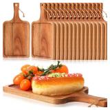 Tanlade 16 Pcs Acacia Wood Cutting Board with Handle Chopping Boards Decorative Charcuterie Platter Pizza Bread Cheese Fruit Serving Tray for Kitchen Counter Table Christmas Decorate(12 x 6 Inch) - Re