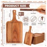 Tanlade 16 Pcs Acacia Wood Cutting Board with Handle Chopping Boards Decorative Charcuterie Platter Pizza Bread Cheese Fruit Serving Tray for Kitchen Counter Table Christmas Decorate(12 x 6 Inch) - Re