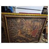 Medieval Style Tapestry with Gold Frame